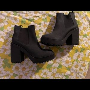 *Sold*Divided Black Platform Booties